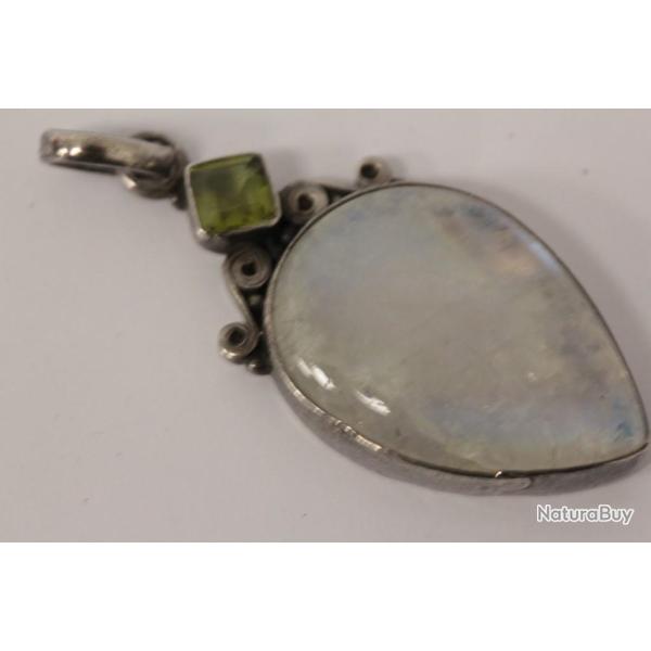 Pendentif argent Pierre de lune P�ridot Bijoux