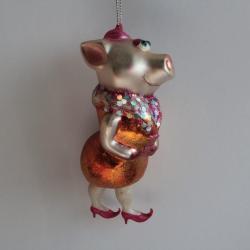 Ancienne D&eacute;coration No&euml;l verre Cochon Christmas Ornament Santa