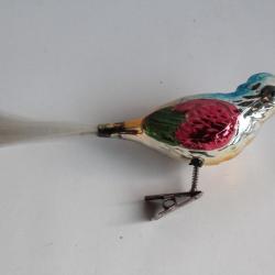 Ancienne D&eacute;coration No&euml;l verre Oiseaux Christmas Ornament Santa