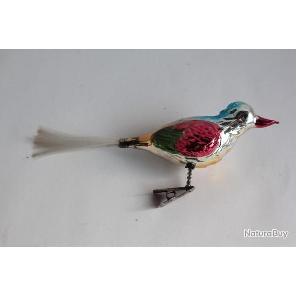 Ancienne D�coration No�l verre Oiseaux Christmas Ornament Santa