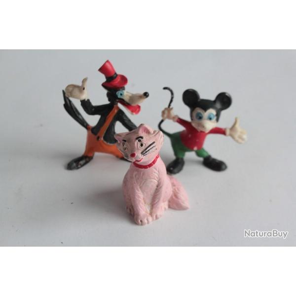 DISNEY anciennes figurines Little bad wolf Mickey Aristochat