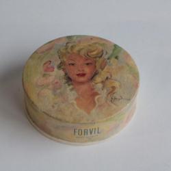 Ancienne boîte publicitaire poudre Forvil parfum 5 fleurs