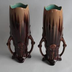 Paire vases barbotine Orchies Fleur