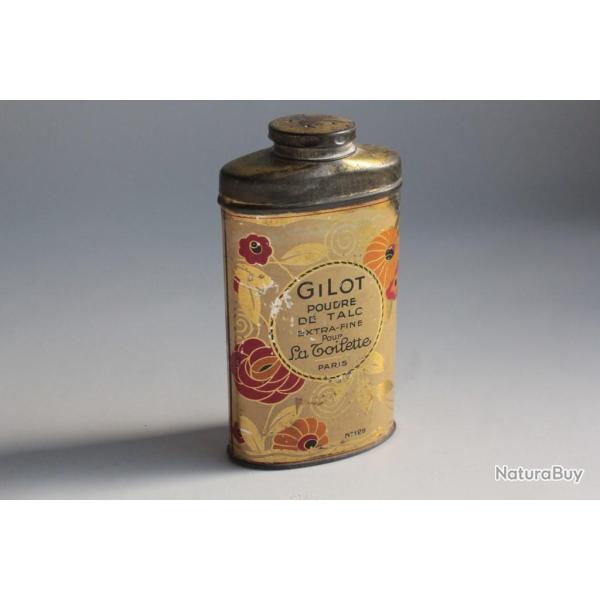 Ancienne bote publicitaire Talc Gilot extra-fine La toilettes N129