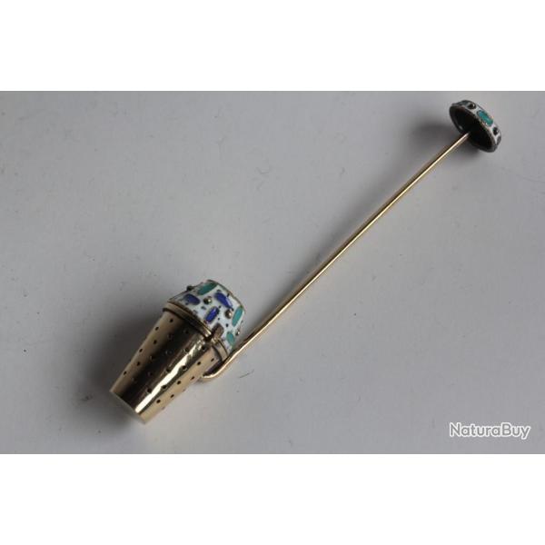 Passe th� argent vermeil et �maux Leningrad Russie