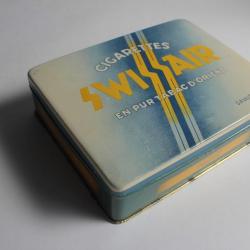 Boîte à Cigarettes tôle Swissair pur tabac d'orient Vautier