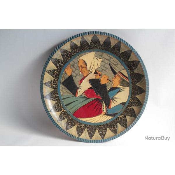 Grande assiette bois Paul FOUILLEN Quimper