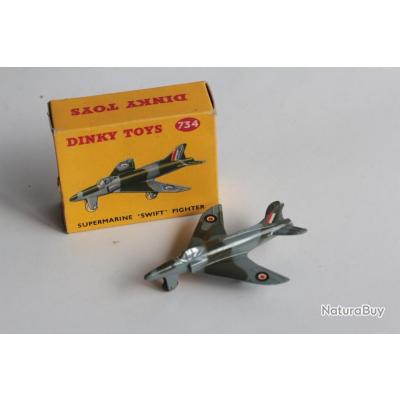 Eight Dinky Toys aircraft, including a No. 734 Supermarine Swift and a