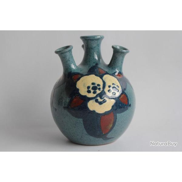 Vase pique fleurs c�ramique Paul JACQUET Annecy Savoie Poterie