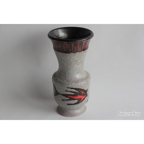 Vase c�ramique pi�ce unique Ren� ANCHIERRI Poisson Missy Annecy Savoie