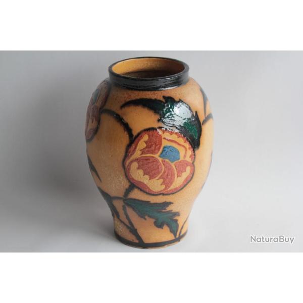 Paul Ami BONIFAS Grand Vase terre vernisse Ferney Voltaire