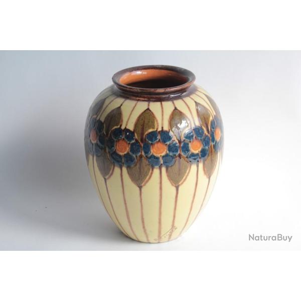 Vase terre vernisse Ren NICOLE Poterie Savoyarde