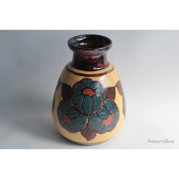 Vase terre vernisse Ren NICOLE Poterie Savoyarde