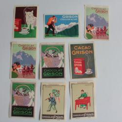 9 Vignettes Chocolat Grison Suisse