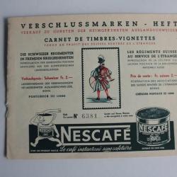 Carnet de timbres vignettes Nescafé régiments suisse service étranger