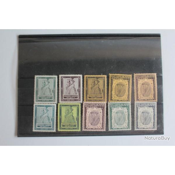 10 Vignettes jean Calvin Suisse neufs