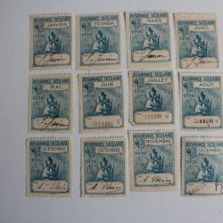 12 Vignettes Assurance scolaire 1926 complet