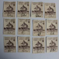12 Vignettes Assurance scolaire 1932 complet