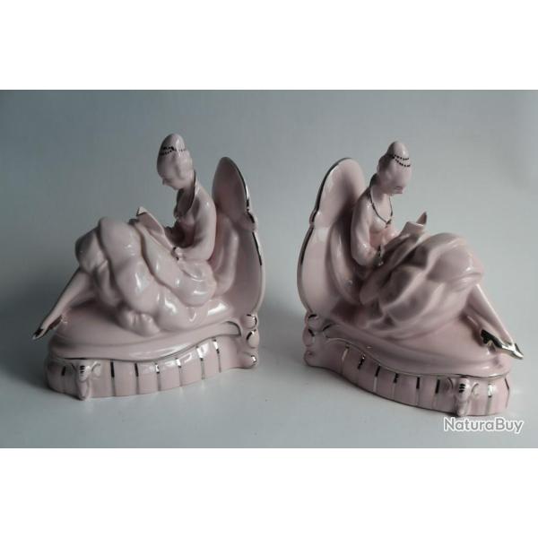 Serre-livres porcelaine allemande Femmes lisant