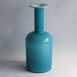 Grand Vase verre bleu Holmegaard Otto Brauer Danemark