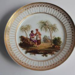Assiette porcelaine Vieux Paris Empire XIXe siècle Oriental