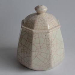 LONGWY Pot couvert faïence craquelée Art déco