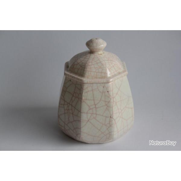LONGWY Pot couvert faence craquele Art dco