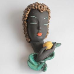 GOLDSCHEIDER Masque mural Eve femme céramique Art déco