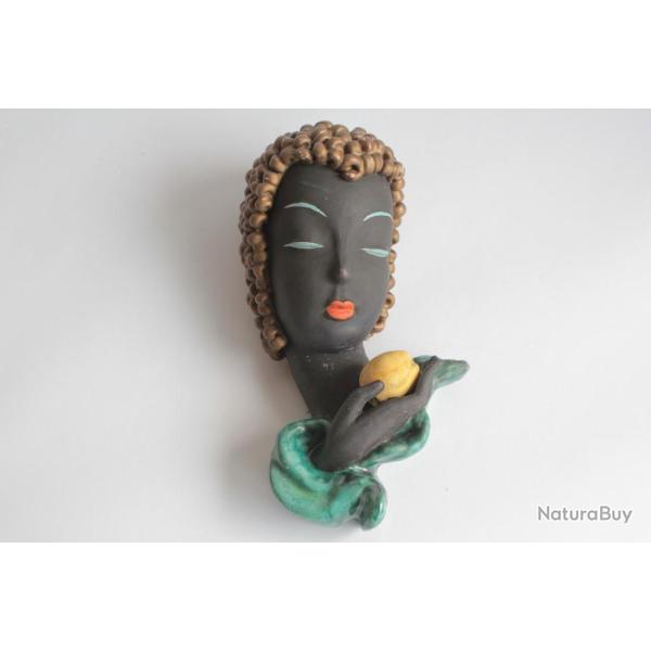 GOLDSCHEIDER Masque mural Eve femme cramique Art dco