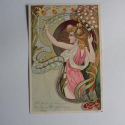 CPA Suisse illustr&eacute;e Femme au muguet art nouveau