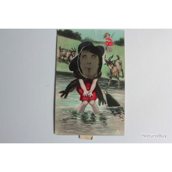 CPA syst�me Frigoli tirette petite fille dans l'eau