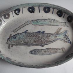 Plat c&eacute;ramique Poissons Grand Ch&ecirc;ne Vallauris