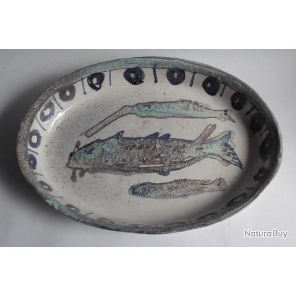 Plat c�ramique Poissons Grand Ch�ne Vallauris