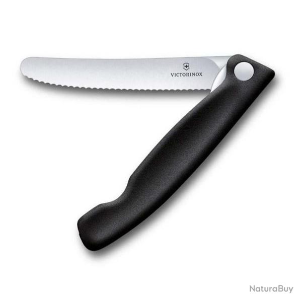Couteau office pliant Victorinox Swiss Classic 11cm noir a dents