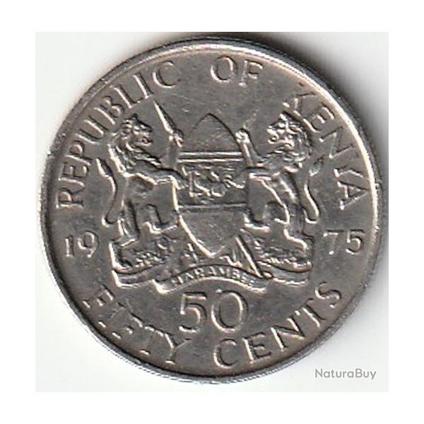 Pi�ce de Monnaie R�publique du K�nia 50 cents 1975