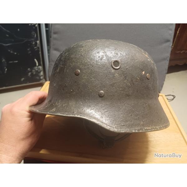 Beau casque pompier allemand mod�le 35/53 en fibres vulcanis�es - RFA ann�es 50