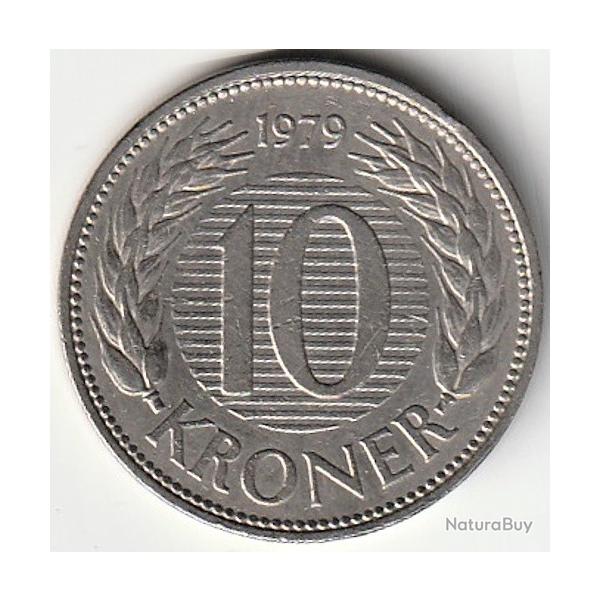 Pi�ce de Monnaie Danemark 10 kroner - Margrethe II 1re effigie 1979