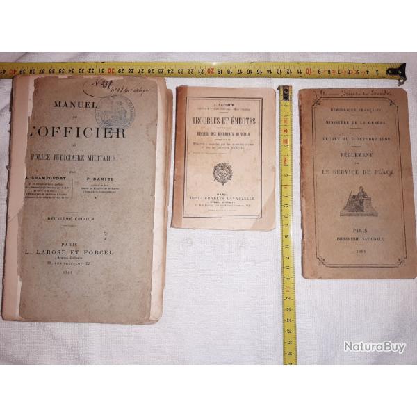 3 livres Rglement Service de Place, Troubles Emeutes et Manuel de l Officier de Police Judiciaire