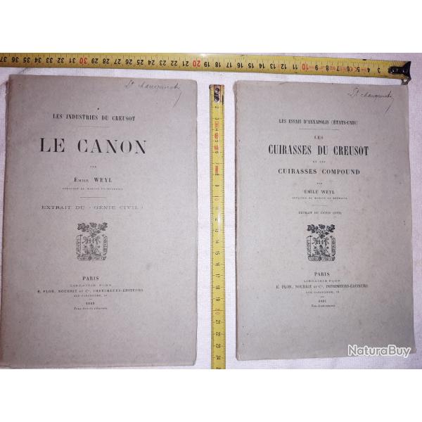 2 livres Cuirasses du Creusot Compond et Le Canon Emile Weyl
