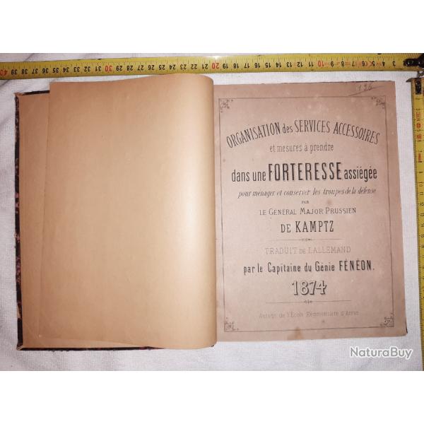 Livre organisation des Services Acessoires Forteresse Assi�g�e G�n�ral de Kamptz 1874