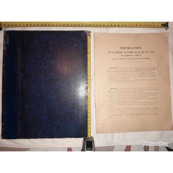 1 livre Cours d'Artillerie et 1 Instruction R�gle de vis�e projectiles en a�roplane