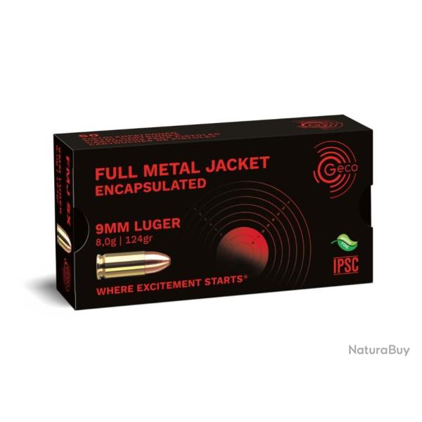 Munition Geco 9mm Luger FMJ Sintox 8g 124gr x1 boite