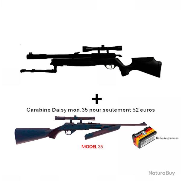 PACK COMBIN� ! PACK4 Carabine Arrow Gamo 5,5 mm + Carabine PCP pompe Daisy 35, 4,5 mm + Lun. 4 x 20