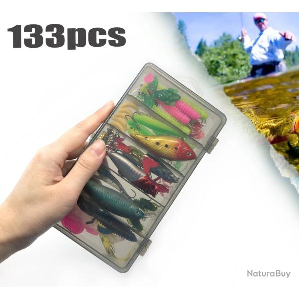 Kit de Leurres de P�che 133 pi�ces pour Truite/Brochet/Perche/Sandre/tout poisson