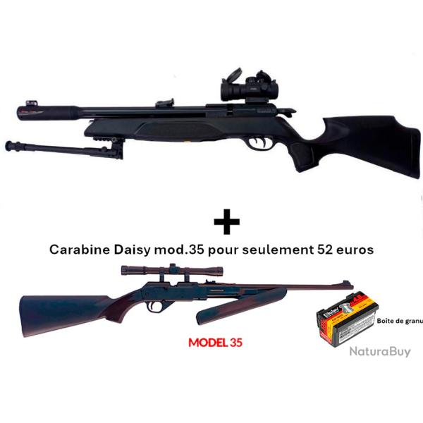 PACK COMBIN� ! PACK6 Carabine Arrow Gamo 5,5 mm + Carabine PCP pompe Daisy 35, 4,5 mm + Lun. 4 x 20
