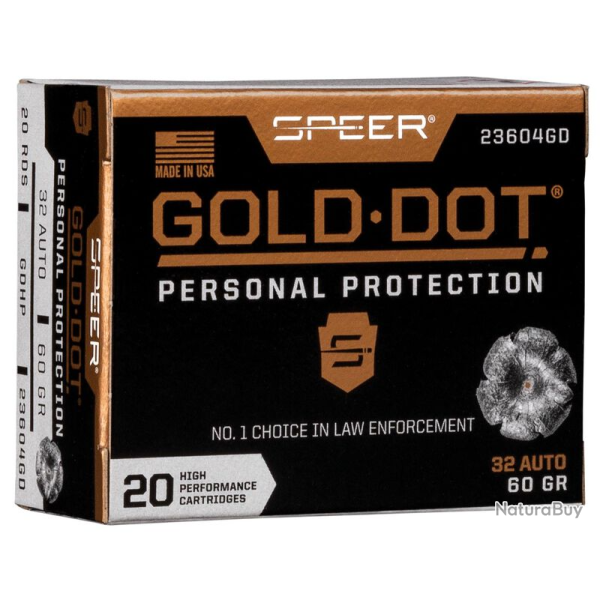 Balles Speer Gold Dot Hollow Point - 32 Auto / 60 Gr