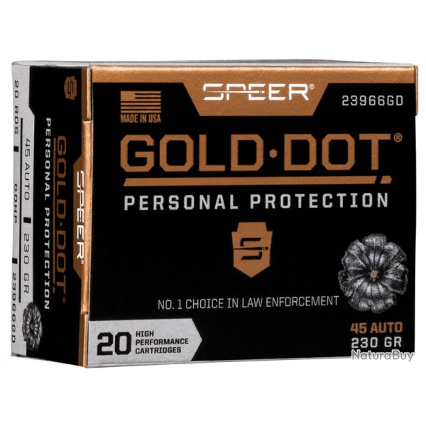 Balles Speer Gold Dot Hollow Point - 45 Auto / 230 Gr