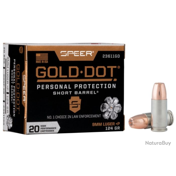 Balles Speer Gold Dot Hollow Point - Short Barrel - 9 mm Luger +P