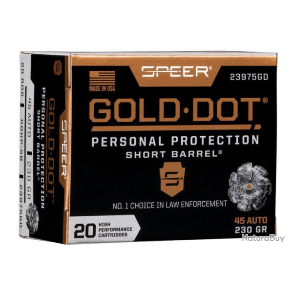 Balles Speer Gold Dot Hollow Point - Short Barrel - 45 Auto