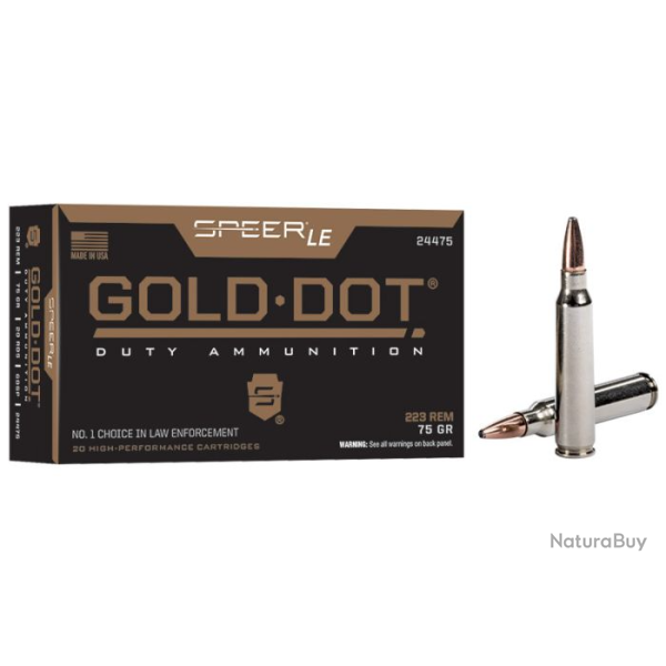 Balles Speer Gold Dot Soft Point - 223 Rem / 75 Gr